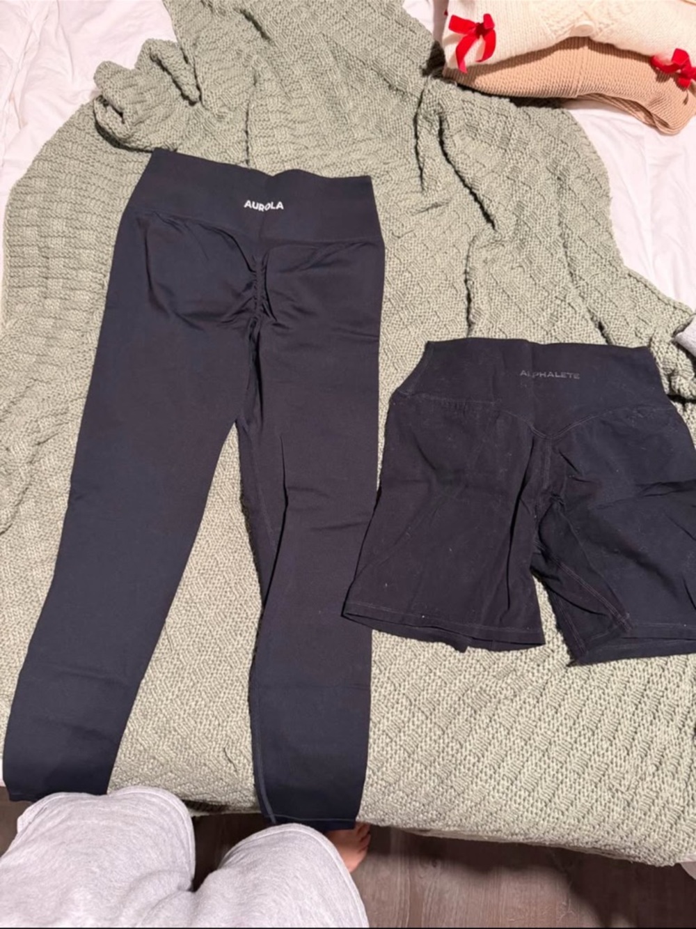Alphalete Black High-Waist Leggings and Bike Shorts Set